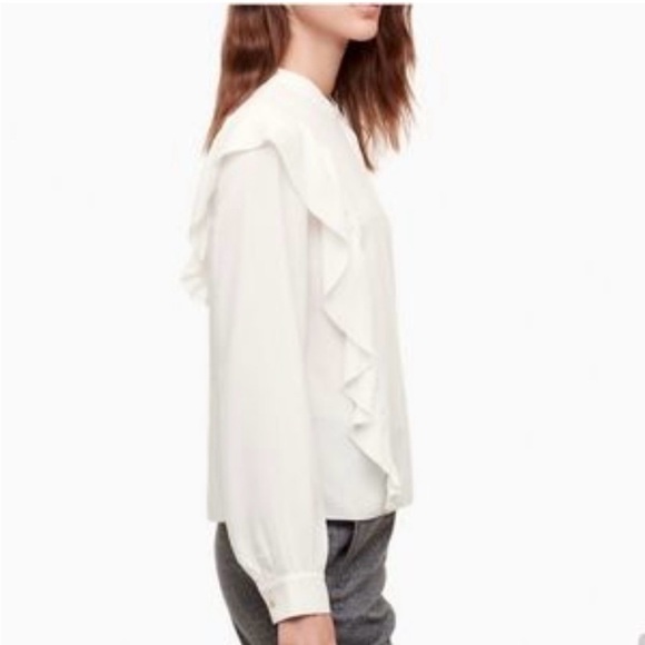 NEW ARITZIA WILDRED Panthere Ruffled Blouse Oak Size Small MSRP $110 - Picture 3 of 13